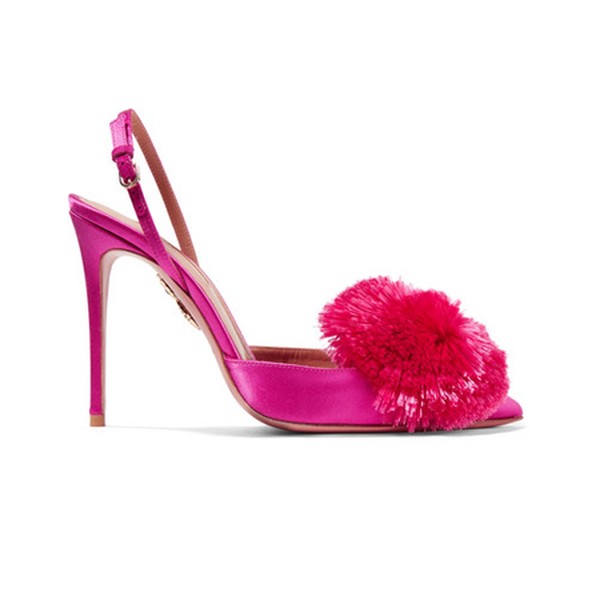 Pompom Satin Pumps from Aquazzura