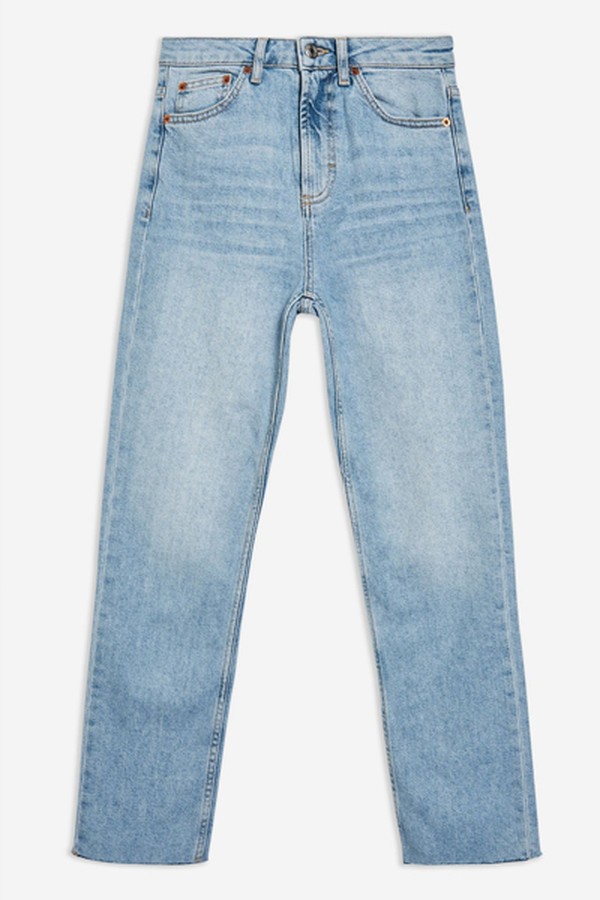Bleach Raw Hem Straight Leg Jeans from Topshop