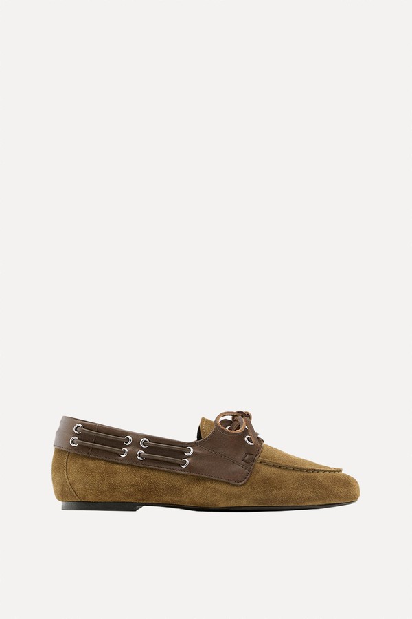 Contrast Leather Deck Shoes