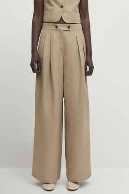 Wide-Leg Trousers With Dart Details