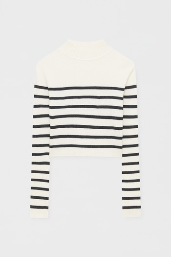 Striped Mock Turtleneck Sweater