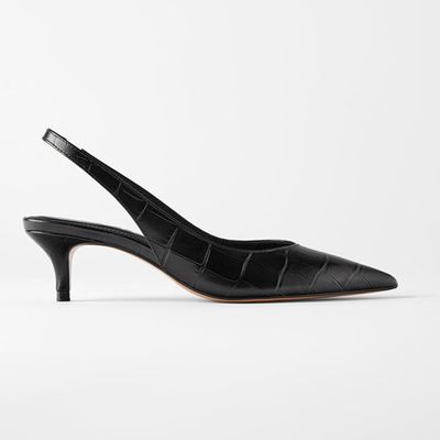 Leather Mid Heel Sling Back Shoes from Zara