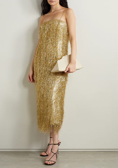 Fringed Lurex Midi Dress from Adam Lippes