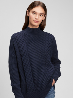 Cable Knit Mockneck Sweater