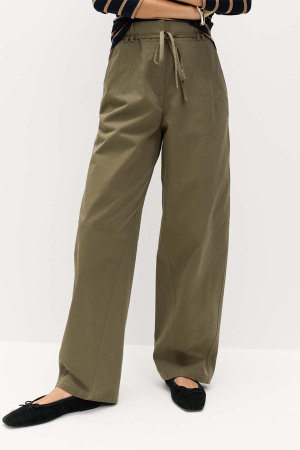 Pure Cotton Barrel Leg Trousers