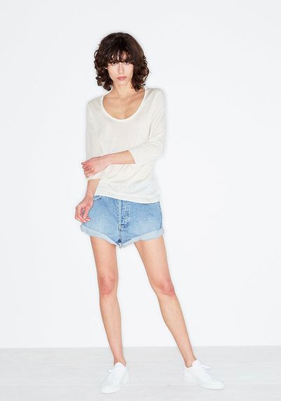 Rivet Cut-Off Denim Shorts from Raey