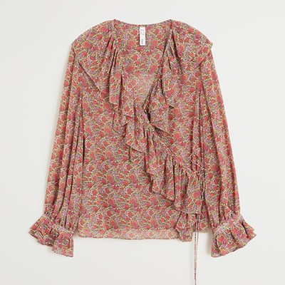 Ruffle Neckline Blouse from Mango