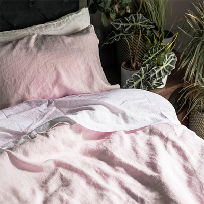 Blush Pink Linen Single Duvet Cover Set, £138 | Piglet In Bed