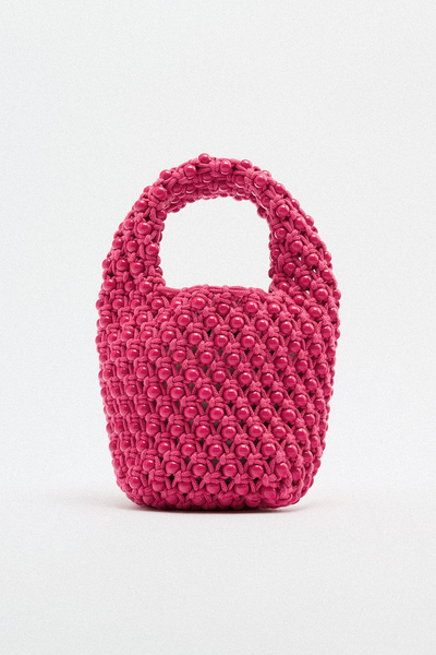 Beaded Crochet Mini Bucket Bag