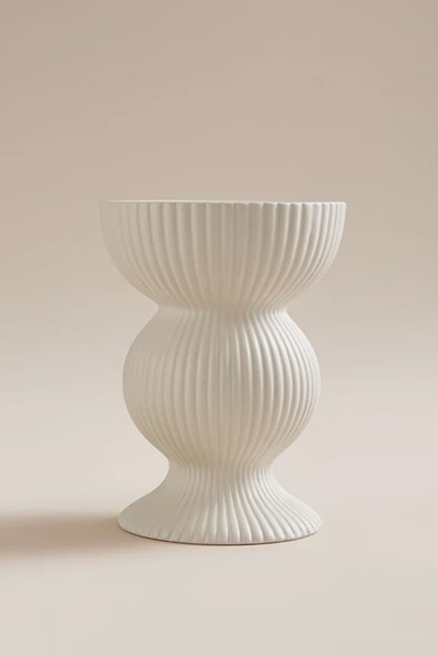 Ceramic Romance Ribbed Vase from George