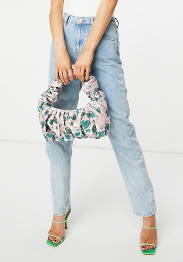 Super Ruched Shoulder Bag In Floral Jacquard from Asos Design
