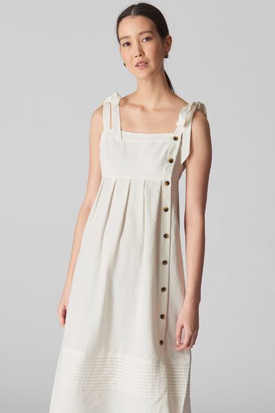 Button Detail Linen Dress