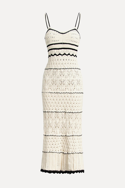 Paros Crochet Eyelet Midi Dress from Commense