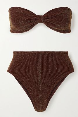 Posey Metallic Seersucker Bandeau Bikini from Hunza G
