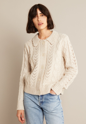 Oatmeal Cable Collar Cardigan from Albaray