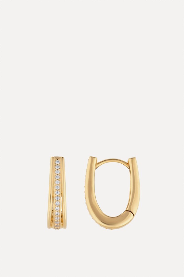 Large Gold Classic Hoop Earrings With Cubic Zirconia