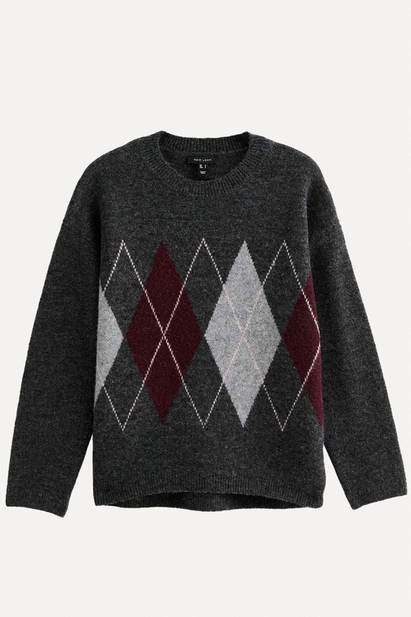 Argyle Knit Oversized Jumper from New Look