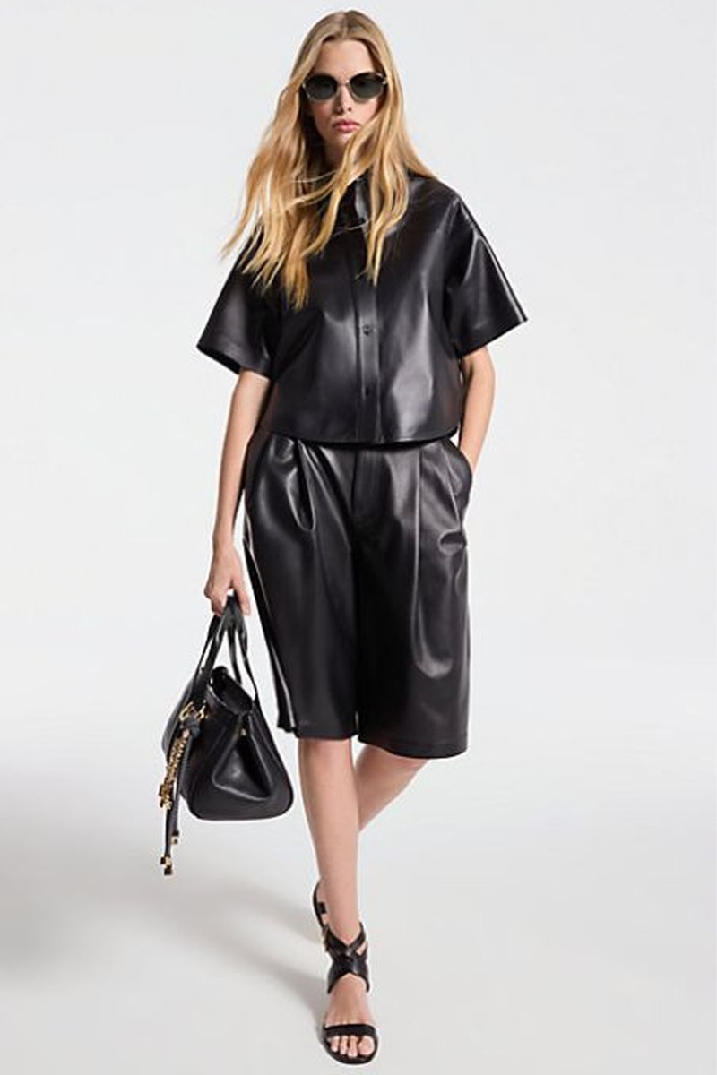 Cropped Leather Shirt