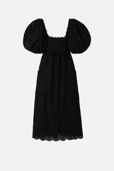 Pineapple Lace-Trimmed Smocked Broderie Anglaise Cotton Maxi Dress from Farm Rio