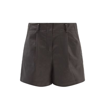 Manon Pleated Faux-Leather Shorts from The Frankie Shop