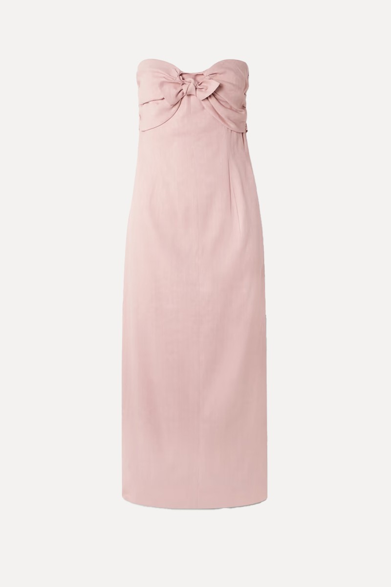 Rahel Gathered Tie-Front Linen-Blend Midi Dress from Tove