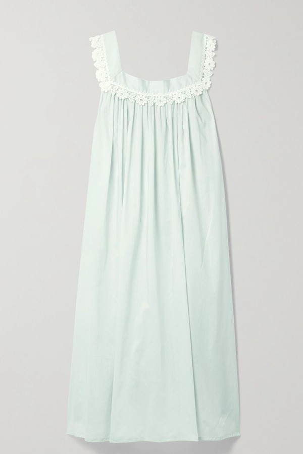 Crocheted Lace-Trimmed Gathered Cotton-Voile Nightdress from Pour Les Femmes