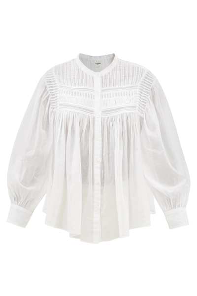Plalia Collarless Pintucked Cotton-Voile Blouse from Isabel Marant Étoile