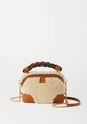 Daria Mini Leather-Trimmed Shearling Tote from Chloé