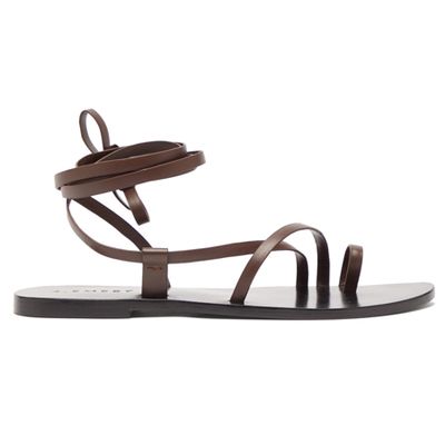 Beau Toe-Post Ankle-Tie Leather Sandals from A.Emery