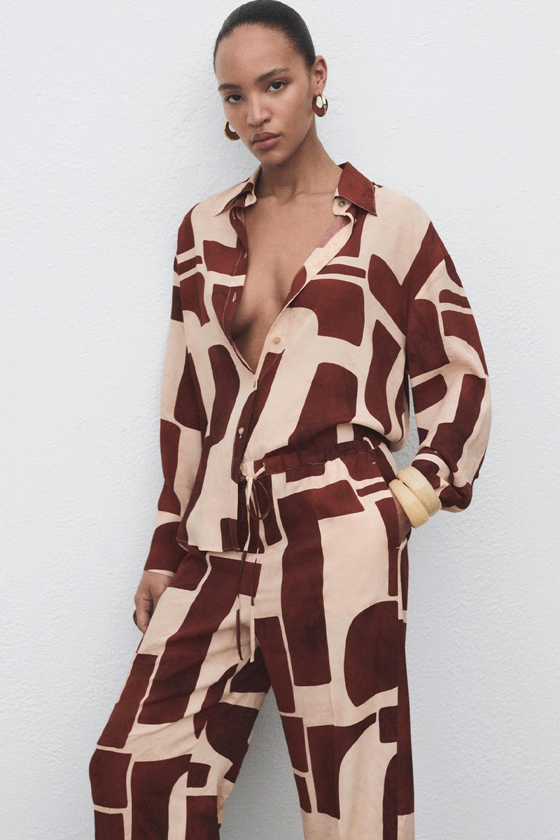 Fluid Trousers With Geometric Pattern