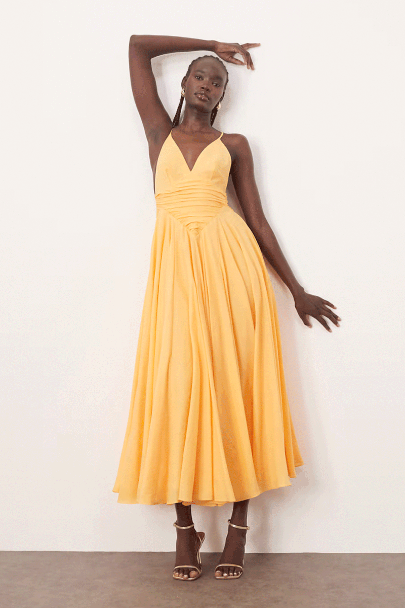 Diamond Waist Super Full Midi Dress