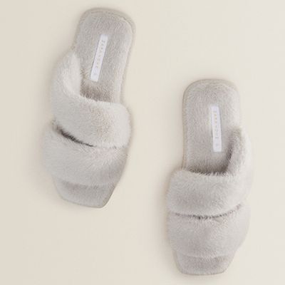 Faux Fur Two Strap Slippers from Zara Home