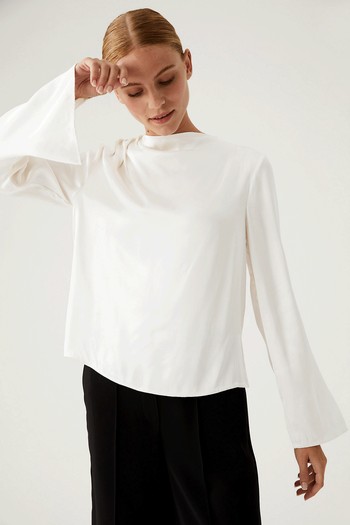 High Neck Pintuck Long Sleeve Top, £35 | M&S