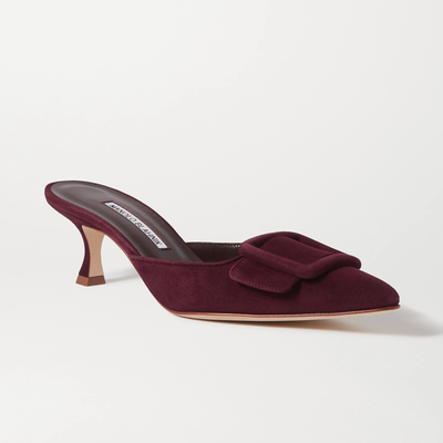 Maysale Buckled Suede Mules