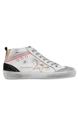 Mid Star Distressed Leather & Suede Sneakers from Golden Goose