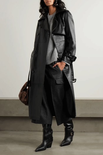 Henri Belted Leather Trench Coat from NOUR HAMMOUR