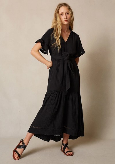 Cheesecloth Maxi Shirt Dress + Belt from Me + Em