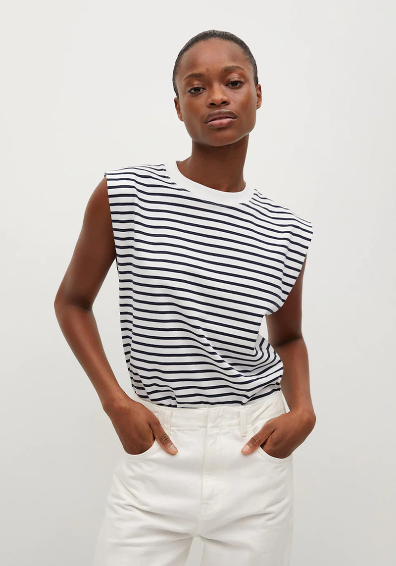 Striped Cotton T-Shirt from Mango
