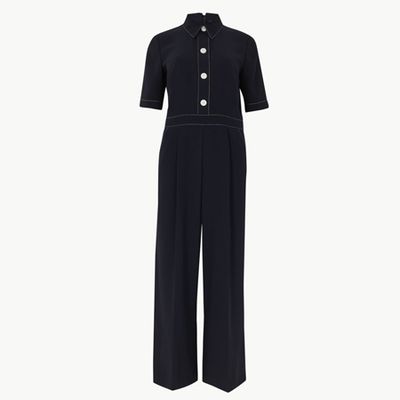 Short Sleeve Cropped Jumpsuit