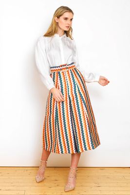 Eva Metallic Rainbow Zig Zag Jacquard Skirt