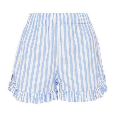 Ruffled Striped Cotton Shorts