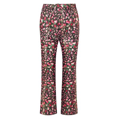 Eunice Floral-Print Silk-Lamé Bootcut Pants from Raquel Diniz