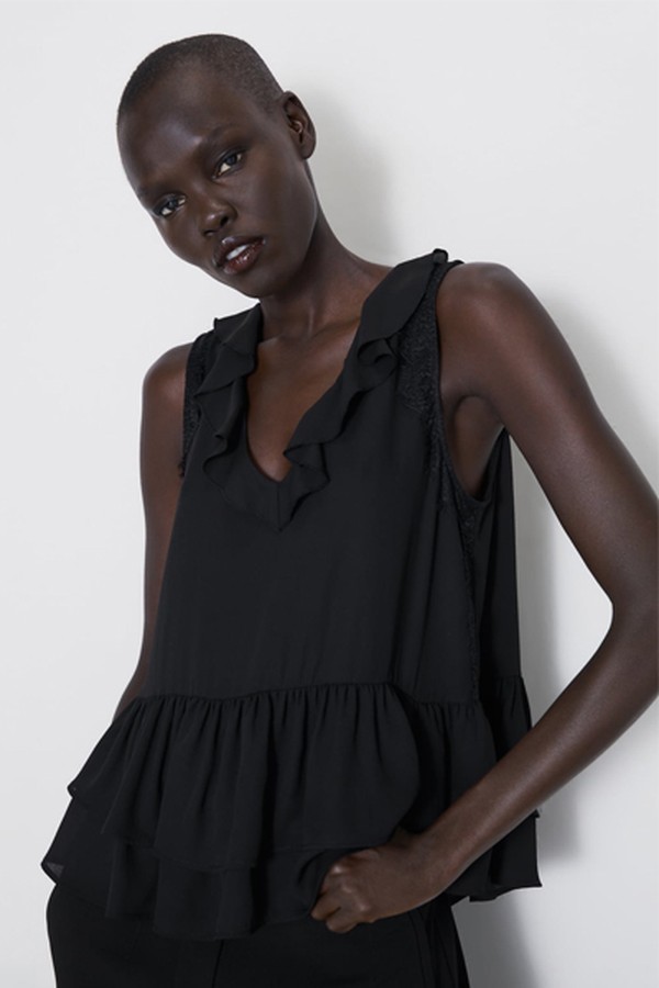 Contrast Frilled Top from Zara