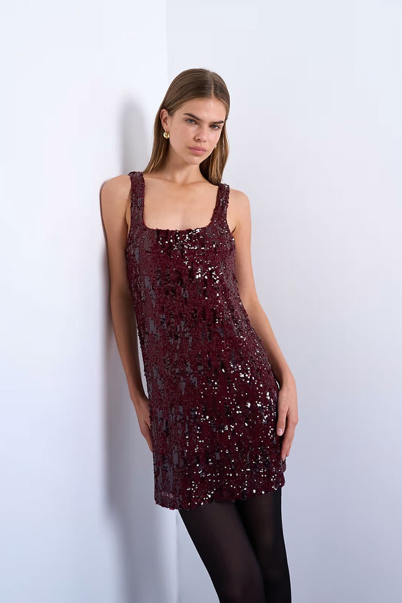 Sequin Scoop Neck Mini Dress from Topshop