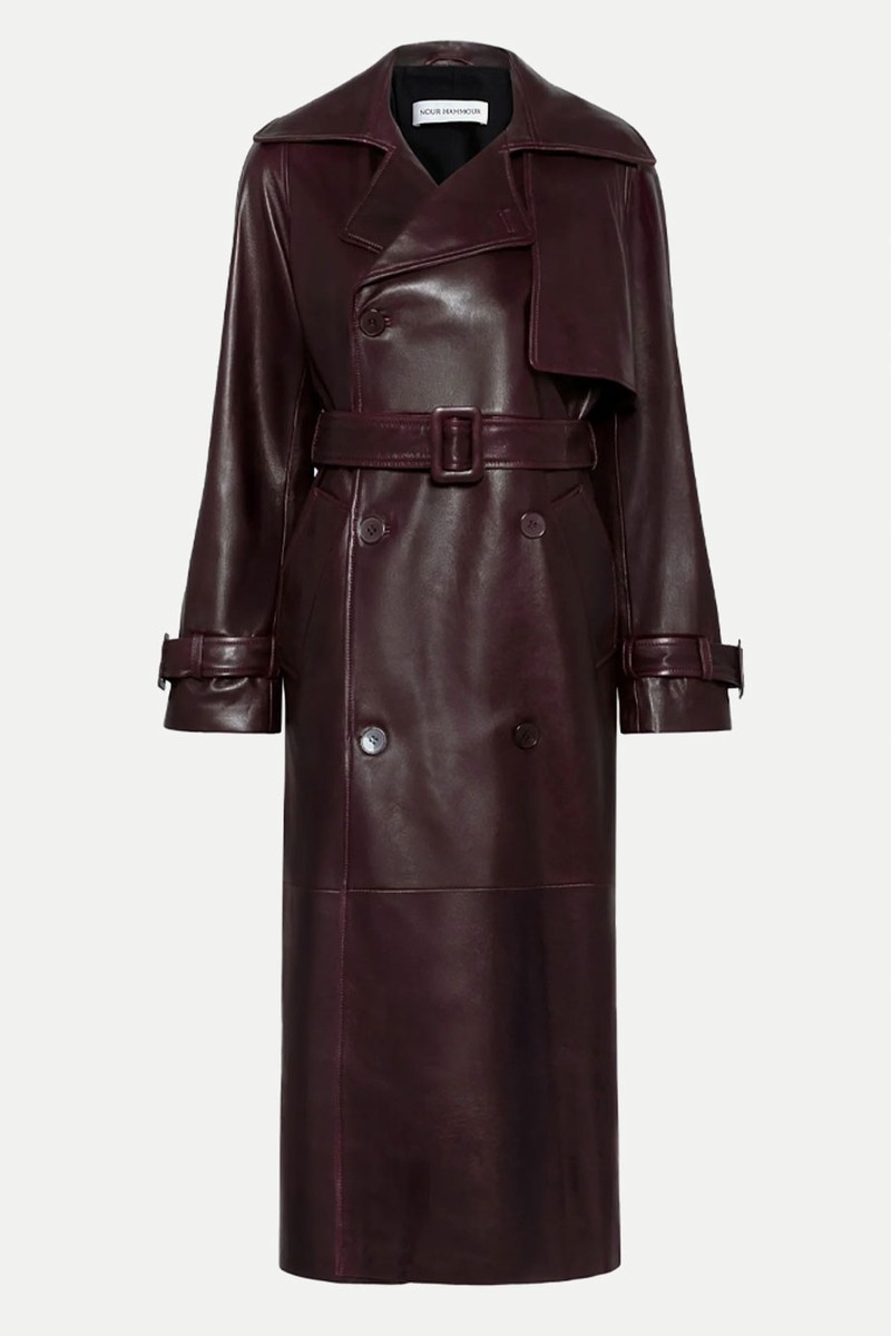 Henri Leather Trench Coat from Nour Hammour