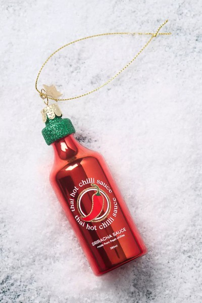 Sriracha Hot Sauce Glass Ornament from Anthropologie