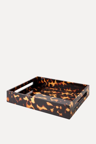 Faux Tortoise Medium Lacquered Serving Tray from Addison Ross