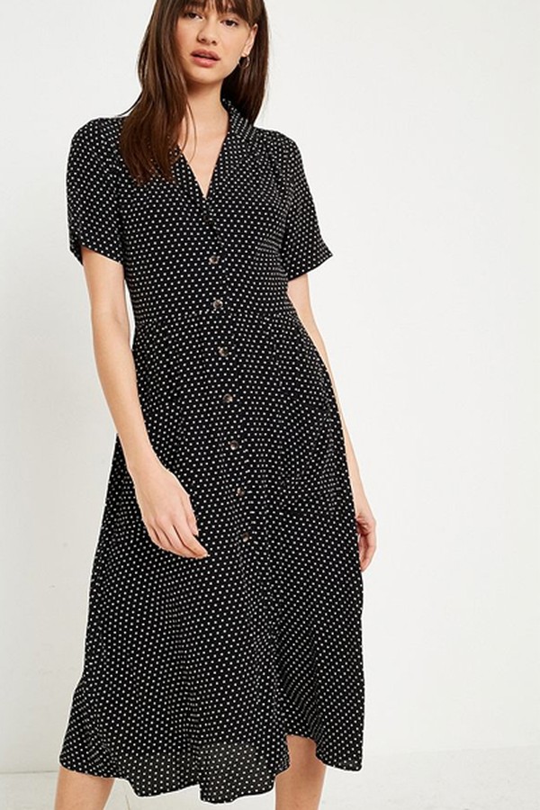 Pins & Needles Polka Dot Midi Shirt Dress from Urban Outfitters 