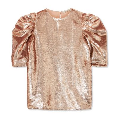 Rae Ruched Sequined Tulle Top from Ulla Johnson