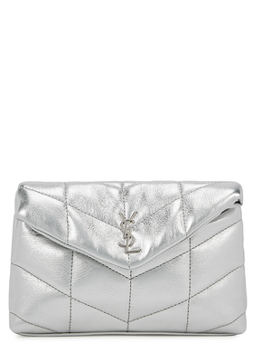 Puffer Silver Leather Pouch from Saint Laurent